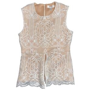 SHILLA The‎ Label Dolce White Lace Peplum Woman's Top Sz Medium  NWT